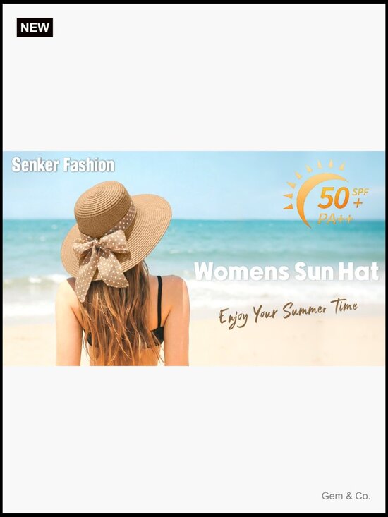 Wide Brim Straw Derby Sun Hat UPF 50+ Packable Floppy Beach Hat Adjustable main image 6